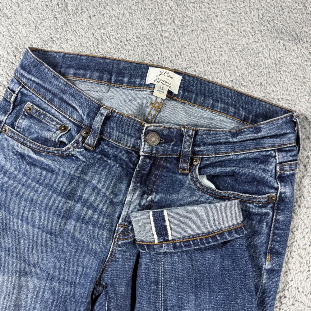 J.Crew Selvedge Toothpick Jeans Mens 25x30 Blue Slim‎ Fit Medium Wash Denim